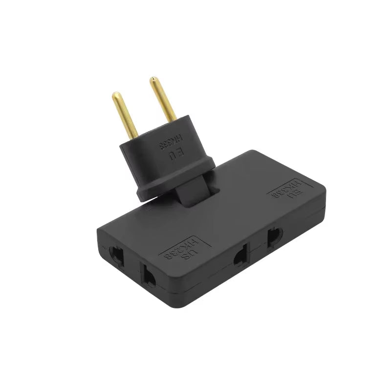US Plug EU Plug 3 Way Flat Plug Adapter Extension Plug 180 Degree Rotatable 3 in 1 Portable Foldable Travel Converter Socket