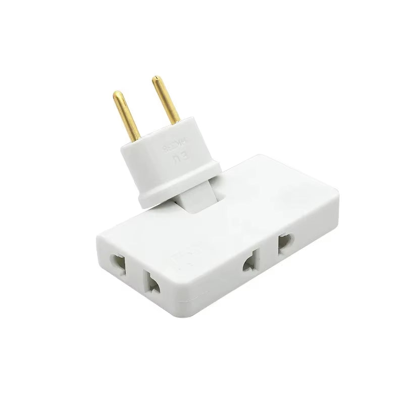 US Plug EU Plug 3 Way Flat Plug Adapter Extension Plug 180 Degree Rotatable 3 in 1 Portable Foldable Travel Converter Socket